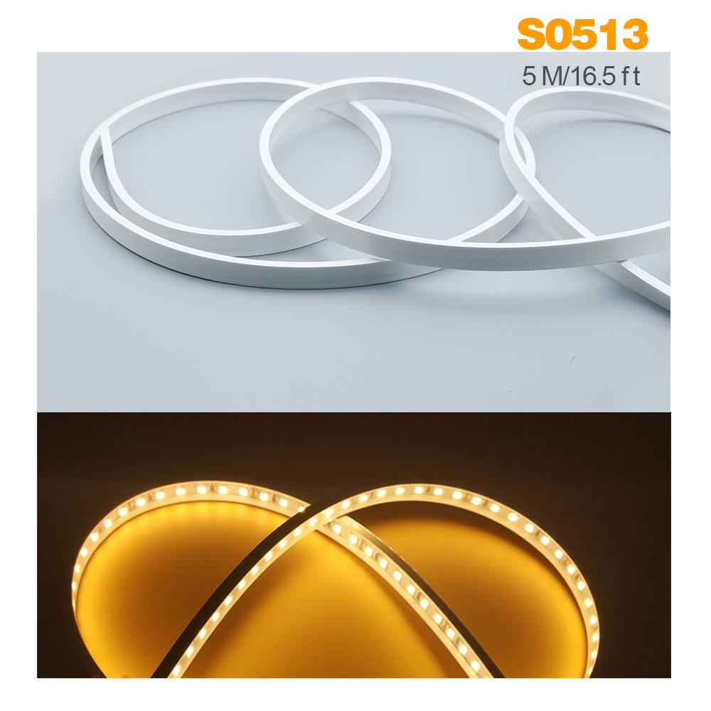 1M/5M/10M/20M Pack of T0513 LED Neon Light Housing Kit with End Caps and Mounting Clips, Flexible Neon Channel Fit for 10mm Wide LED Strip Lights - LEDStrips8