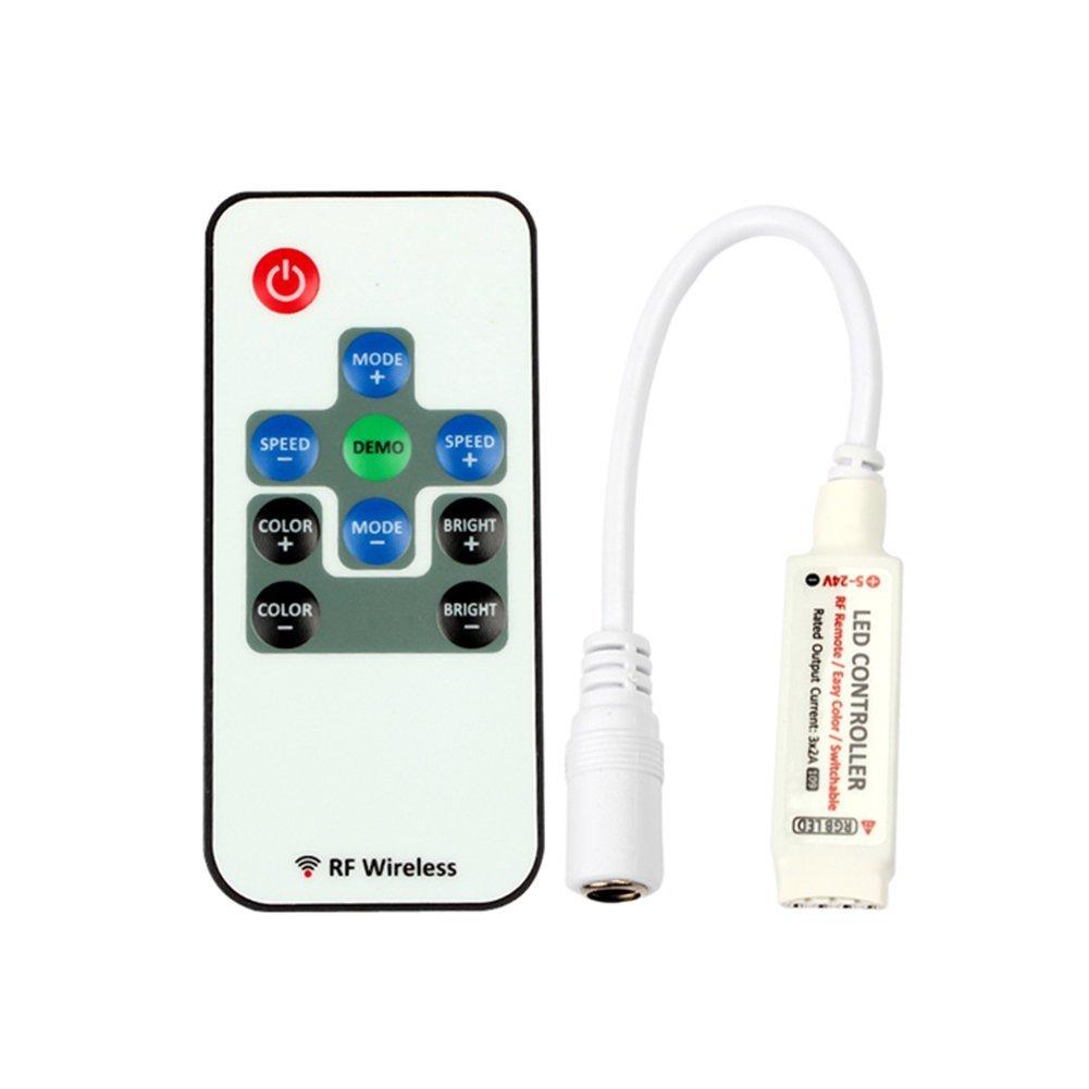 RF Wireless Mini LED Controller with 10-key Remote 5V-24V 12A / 3 Channels for RGB/GRB LED Strip SMD5050 SMD3528 Color Changing - LEDStrips8