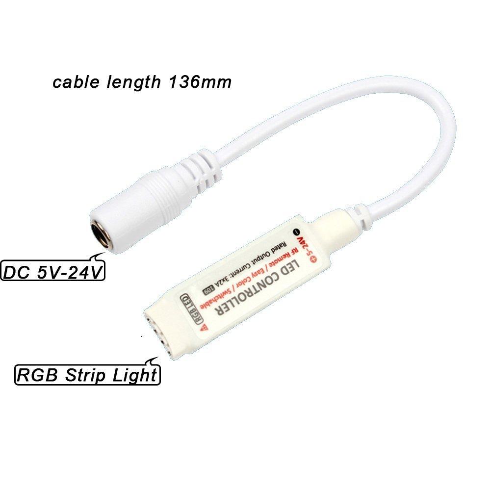 RF Wireless Mini LED Controller with 10-key Remote 5V-24V 12A / 3 Channels for RGB/GRB LED Strip SMD5050 SMD3528 Color Changing - LEDStrips8