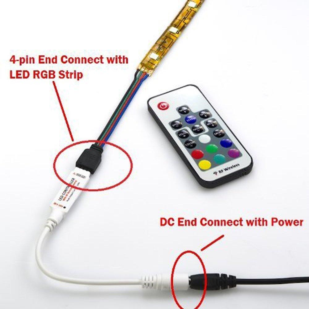 DC5-24V 12A RGB LED Dimmer Controller with Mini RF Wirelless 17keys Remote Controller for SMD5050 3528 RGB LED Strip Lights - LEDStrips8