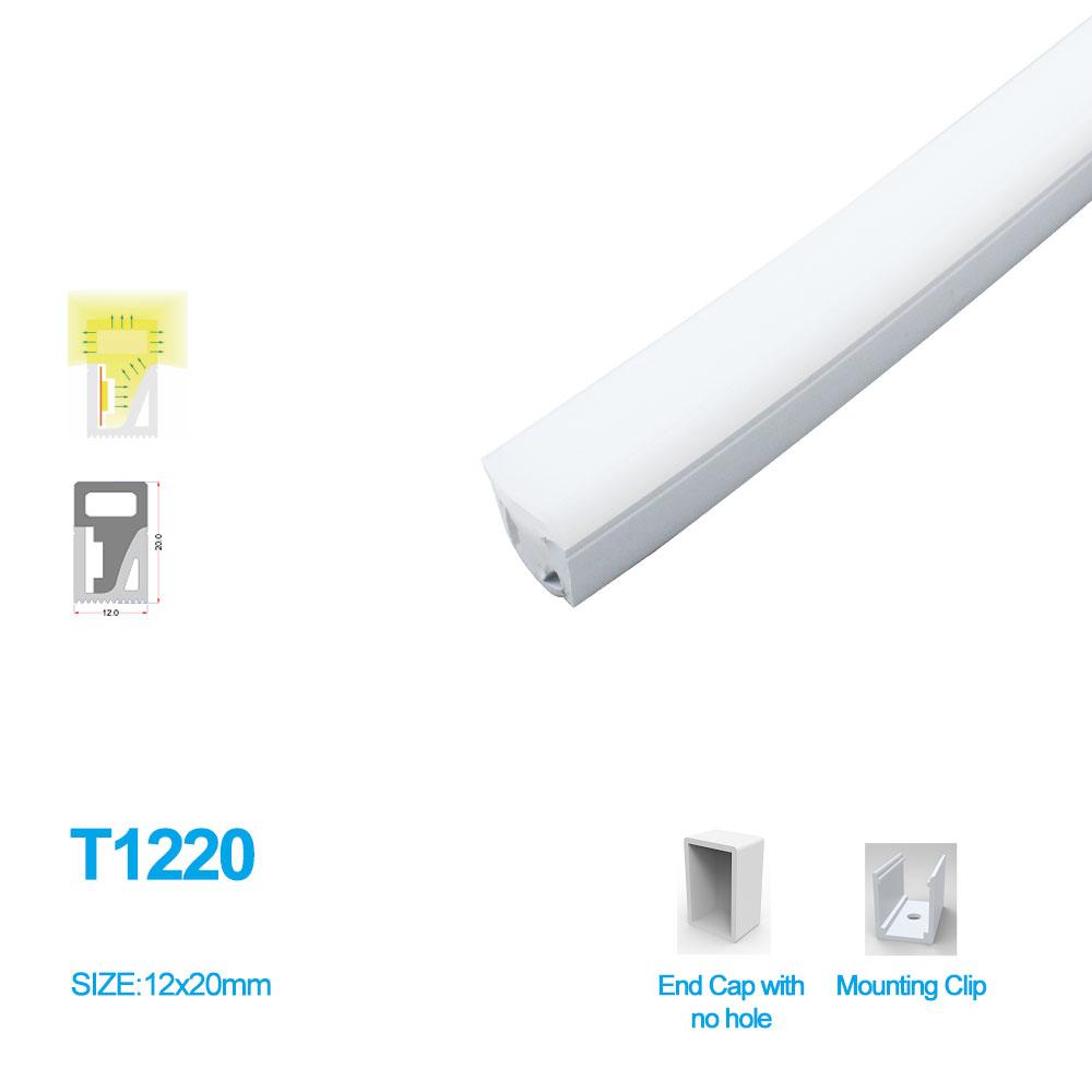1M/5M/10M/20M Pack of T1220 3 Sides Edge Lighting LED Neon Light Housing Kit with End Caps and Mounting Clips, Flexible Neon Channel Fit for 10mm Wide LED Strip Lights - LEDStrips8