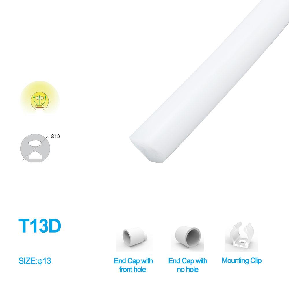 1M/5M/10M/20M Pack of T13D LED Neon Light Housing Kit with End Caps and Mounting Clips, Flexible Neon Channel Fit for 5mm Wide LED Strip Lights - LEDStrips8