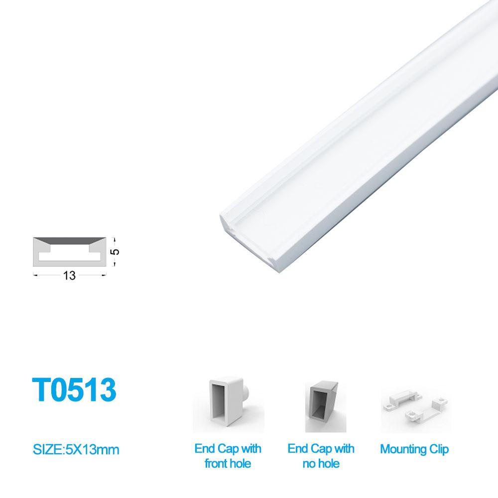 1M/5M/10M/20M Pack of T0513 LED Neon Light Housing Kit with End Caps and Mounting Clips, Flexible Neon Channel Fit for 10mm Wide LED Strip Lights - LEDStrips8
