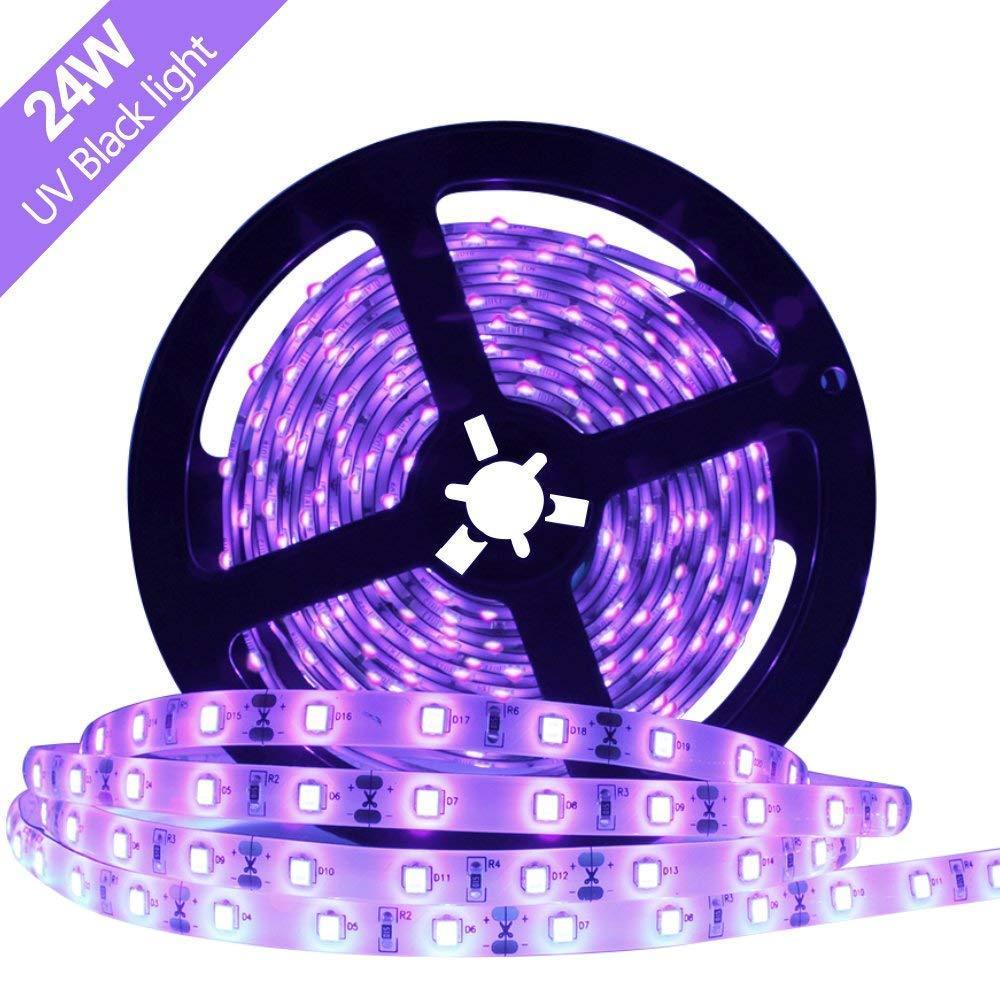 24 W 16.4FT/5M UV 3528 300LEDs 395nm-405nm Night FishingLight LED Strip Sterilization implicitly Party