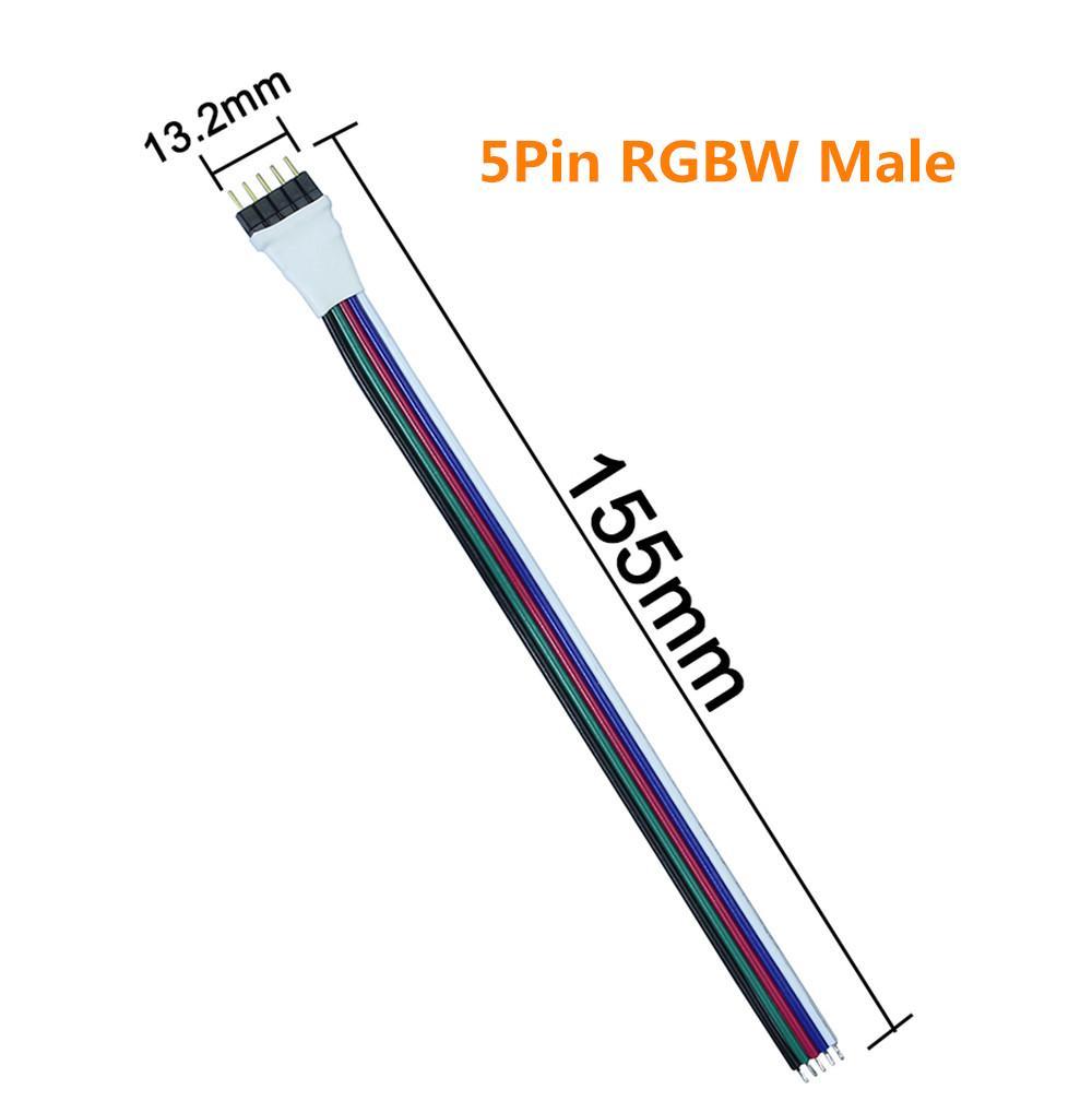 10pcs Pack (5Pair) 5pin RGBW/RGBWW LED Strip Connectors - LEDStrips8