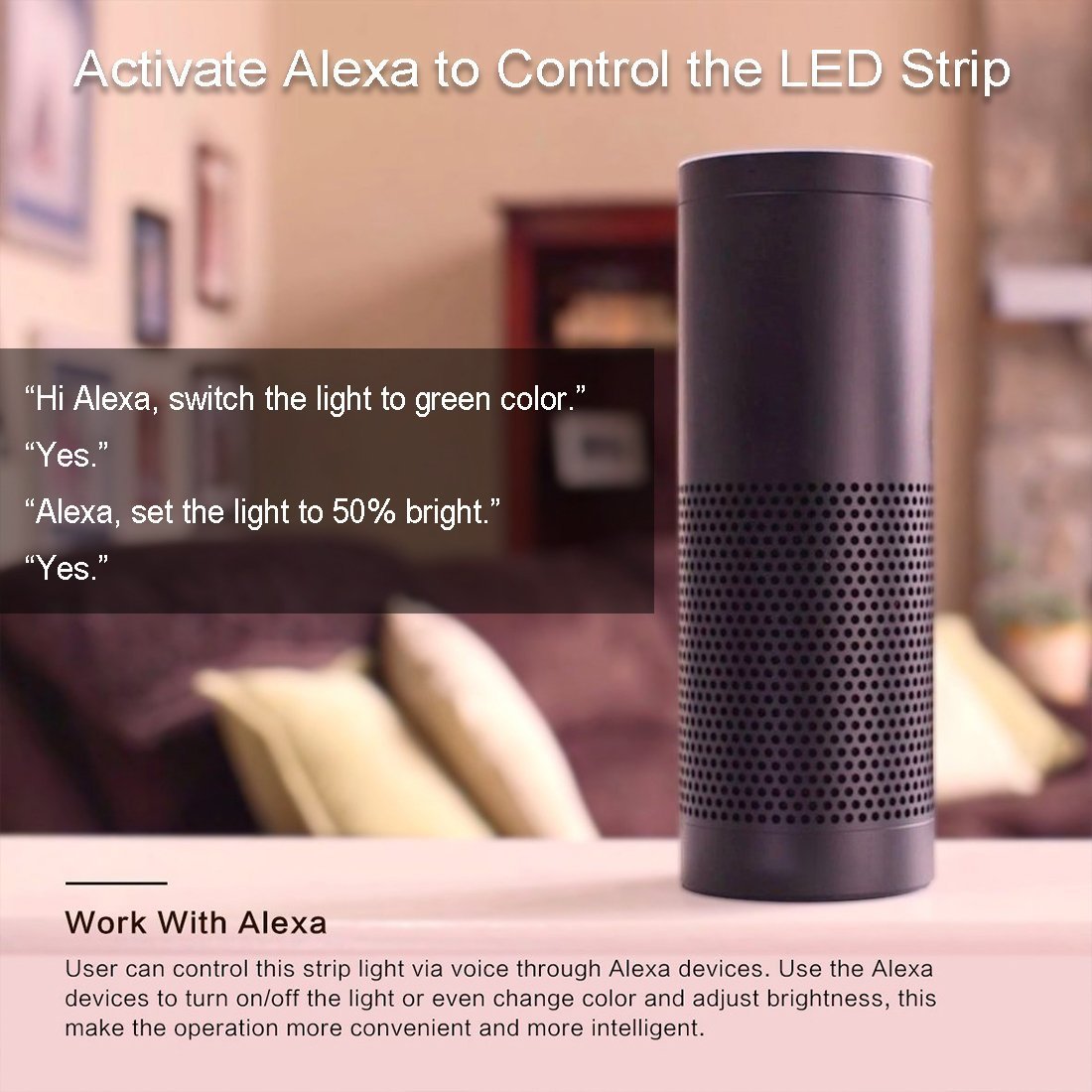 WiFi IP65 Waterproof LED Light Strip Music Sync Remote Controlled by Alexa Echo Android ISO Smart Phone 16.4ft Cuttable 12V RGB 300LED SMD5050 Strip with 24 Keys Controller & 8Amp 96W Power Supply - LEDStrips8
