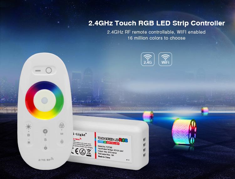 12V-24V DC 2.4G RF Wireless RGB LED Controller for RGB LED Strips with Touch Color Ring Remote - LEDStrips8