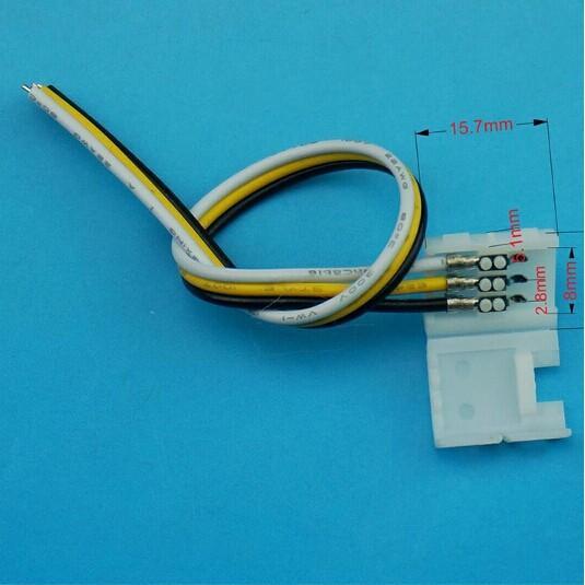 10PCS PACK Dual White LED Strip Connectors Solderless Snap Down 3 Conductor Connectors for 8mm Wide SMD3528 2835 Dual White Color Flex LED Strips - LEDStrips8
