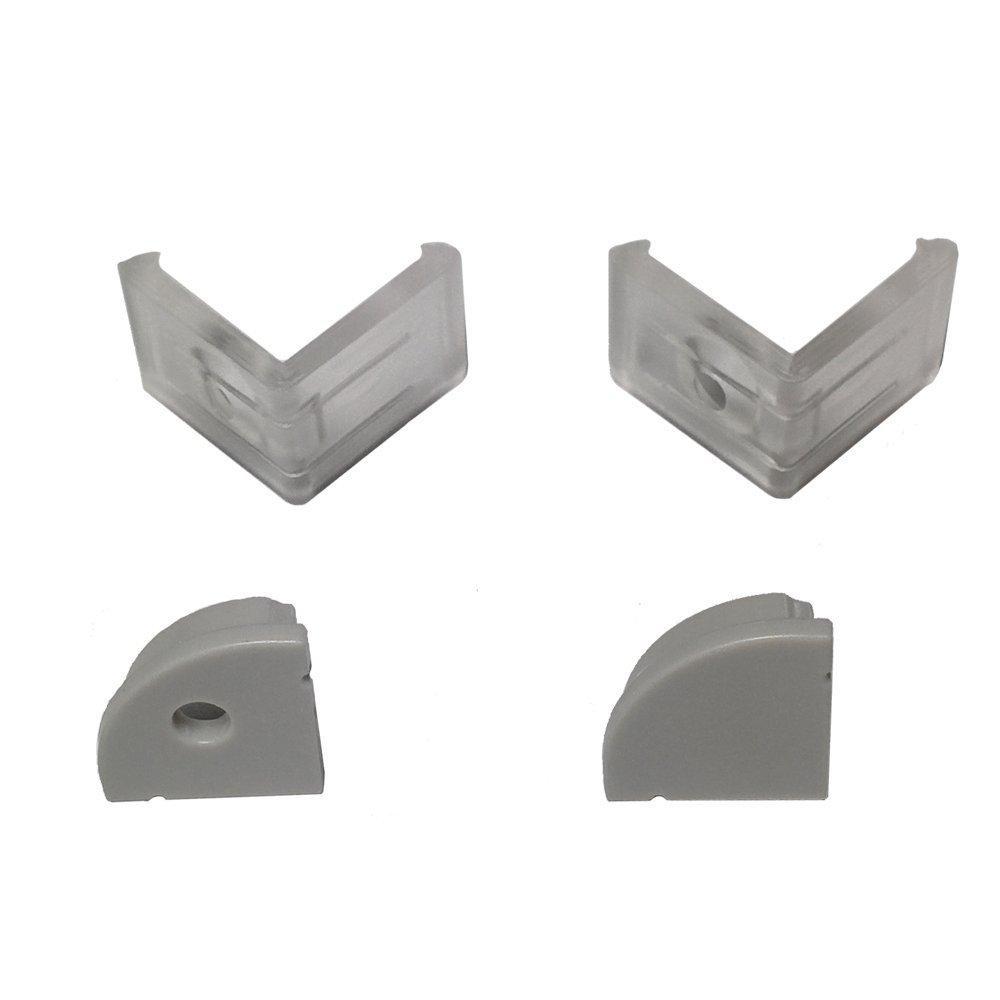 5/10/25/50 Pack Silver V02 16x16mm V-Shape Curved Cover Channel Internal Width 12mm Corner Mounting LED Aluminum Channel with End Caps and Mounting Clips Aluminum Profile - LEDStrips8