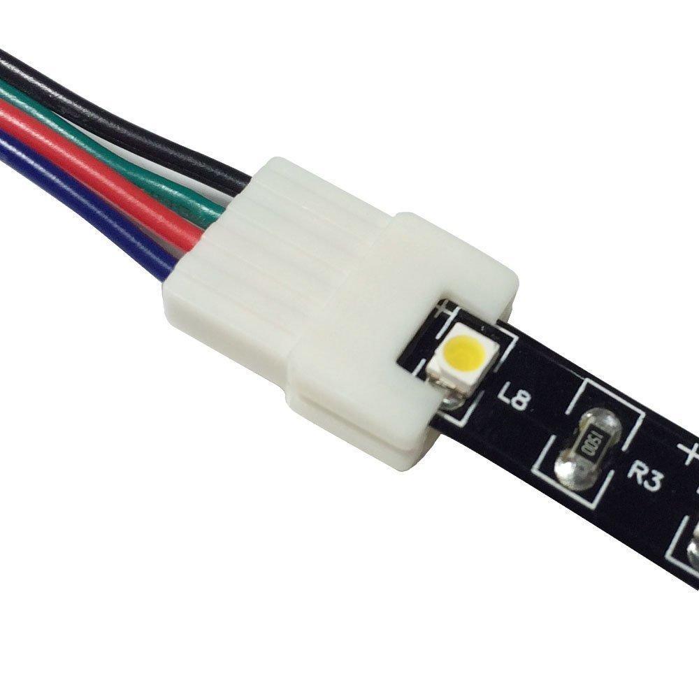 10pcs/Pack New LED Strip Connector Solderless Snap Down 4 Pin Strip to Strip Gapless Jumper for 10mm Wide 5050 RGB Color Flex LED Strips - LEDStrips8