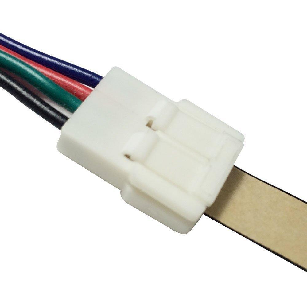 2 Pack (2016 Updated Version) Solderless Jumper Snap Down 4Conductor LED Strip Connectors for 10mm Wide SMD5050 RGB Color Flex LED Strips - LEDStrips8