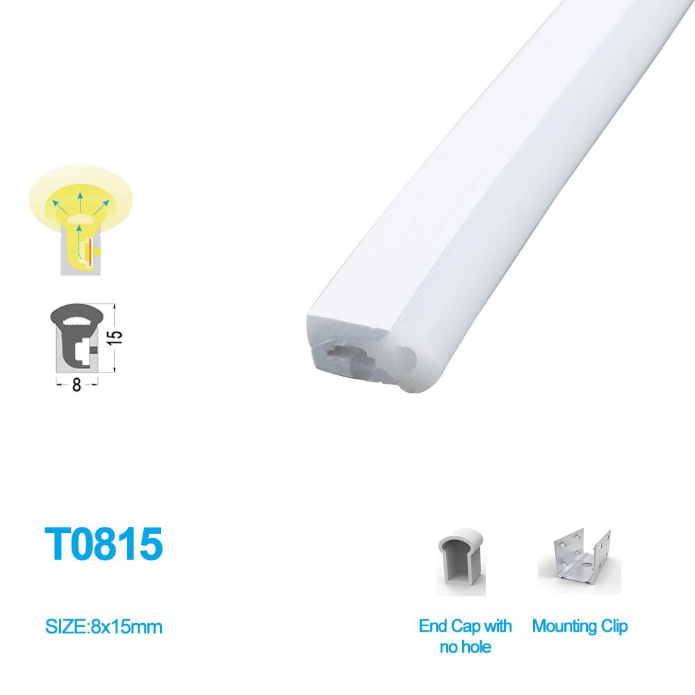 1M/5M/10M/20M  Pack of T0815 LED Neon Light Housing Kit with End Caps and Mounting Clips, Flexible Neon Channel Fit for 5mm Wide LED Strip Lights - LEDStrips8