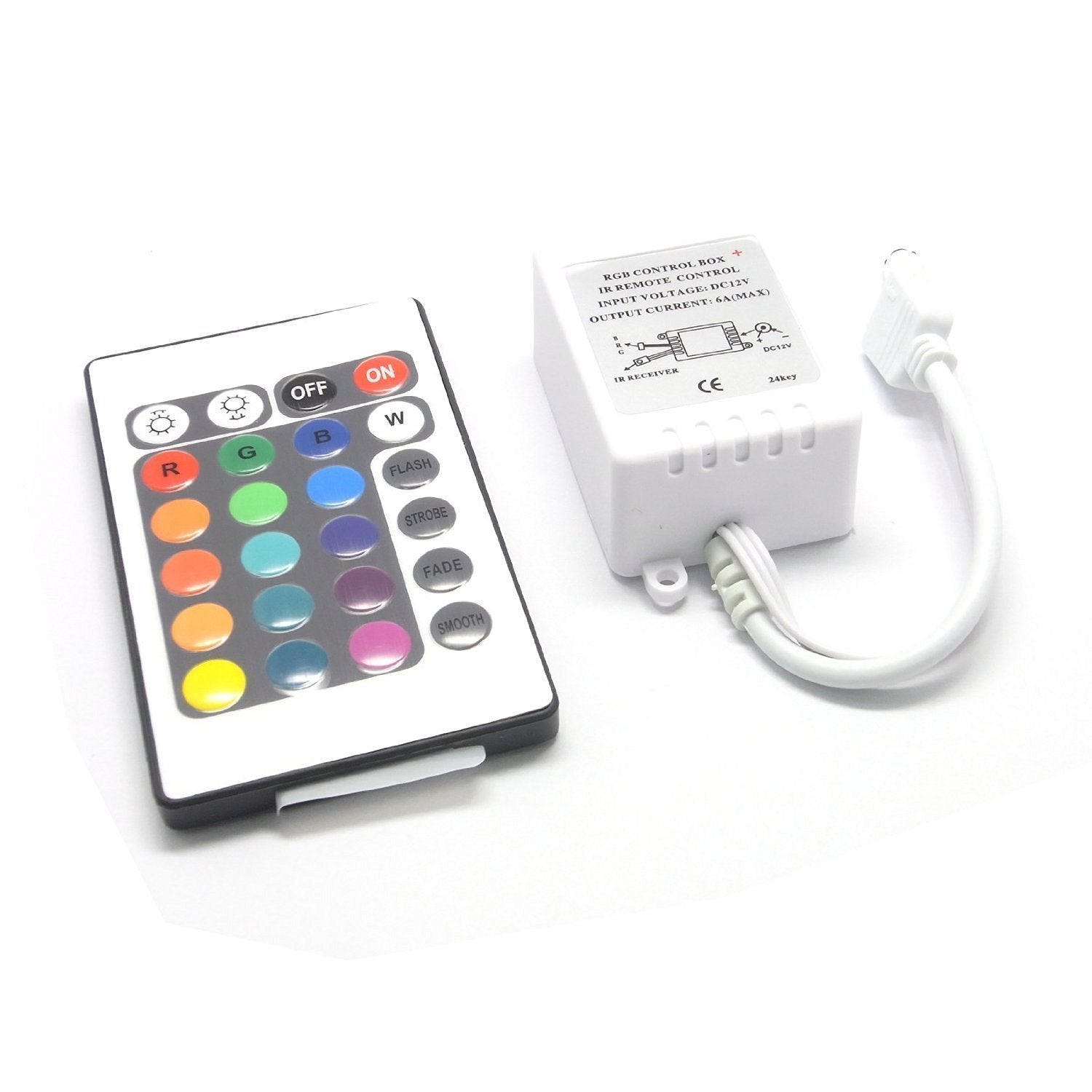 24Key IR Remote Controller for RGB LED Strip Lights 4-pin DC12V-24V LED Strip Controller - LEDStrips8
