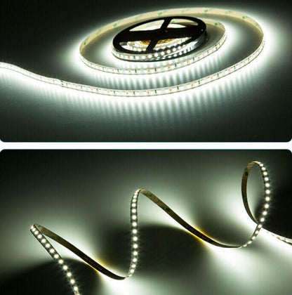 DC12V 84W 7A 5Meter (16.4Ft) SMD2835 600LEDs/Roll Color Rendering Index CRI80 Flexible LED Strips 1900LM/M 8mm Wide White PCB - LEDStrips8