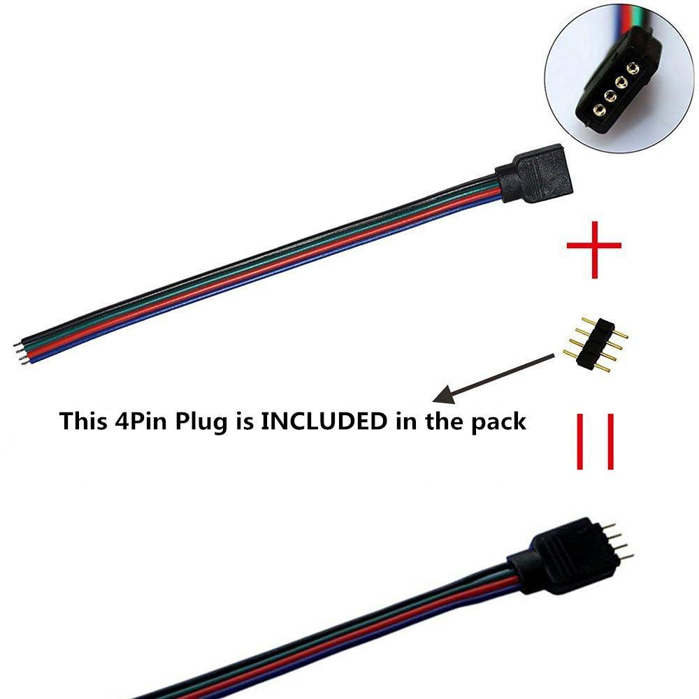 10pcs Pack RGB LED Light Strips Connector with 4Pin plug RGB LED Strip Connector Cable for SMD 5050/3528 RGB LED Strip light - 15cm/6 Inch - LEDStrips8