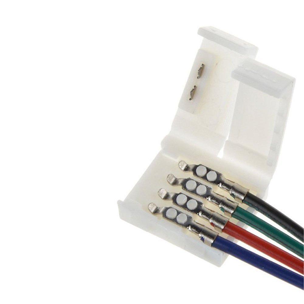 2 Pack Solderless Jumper Snap Down 4Conductor LED Strip Connectors for 10mm Wide SMD5050 RGB Color Flex LED Strips - LEDStrips8