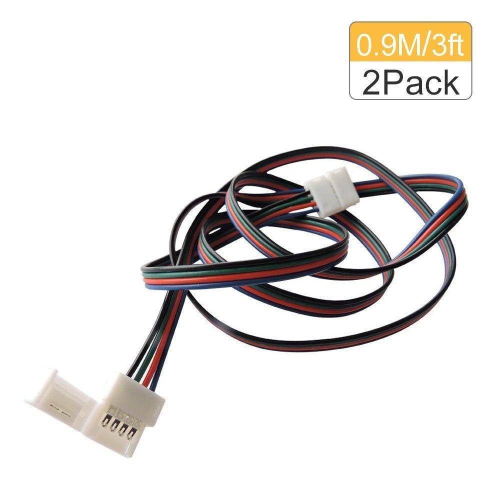 2 Pack Solderless Jumper Snap Down 4Conductor LED Strip Connectors for 10mm Wide SMD5050 RGB Color Flex LED Strips - LEDStrips8