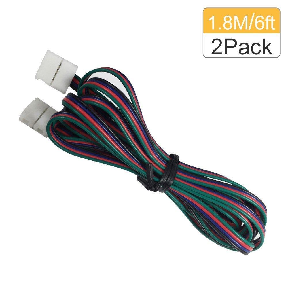 2 Pack Solderless Jumper Snap Down 4Conductor LED Strip Connectors for 10mm Wide SMD5050 RGB Color Flex LED Strips - LEDStrips8