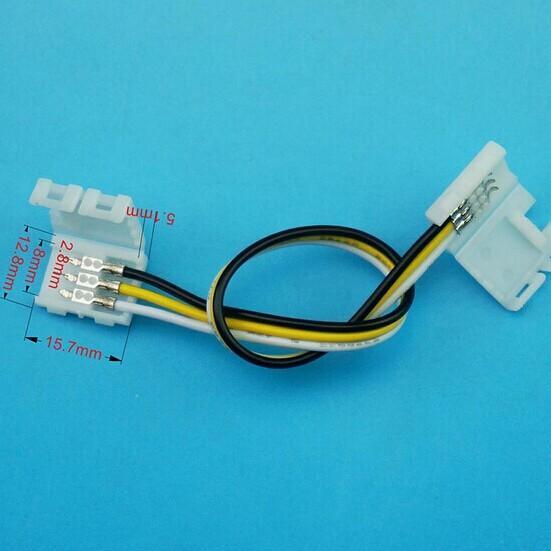 10PCS PACK Dual White LED Strip Connectors Solderless Snap Down 3 Conductor Connectors for 8mm Wide SMD3528 2835 Dual White Color Flex LED Strips - LEDStrips8