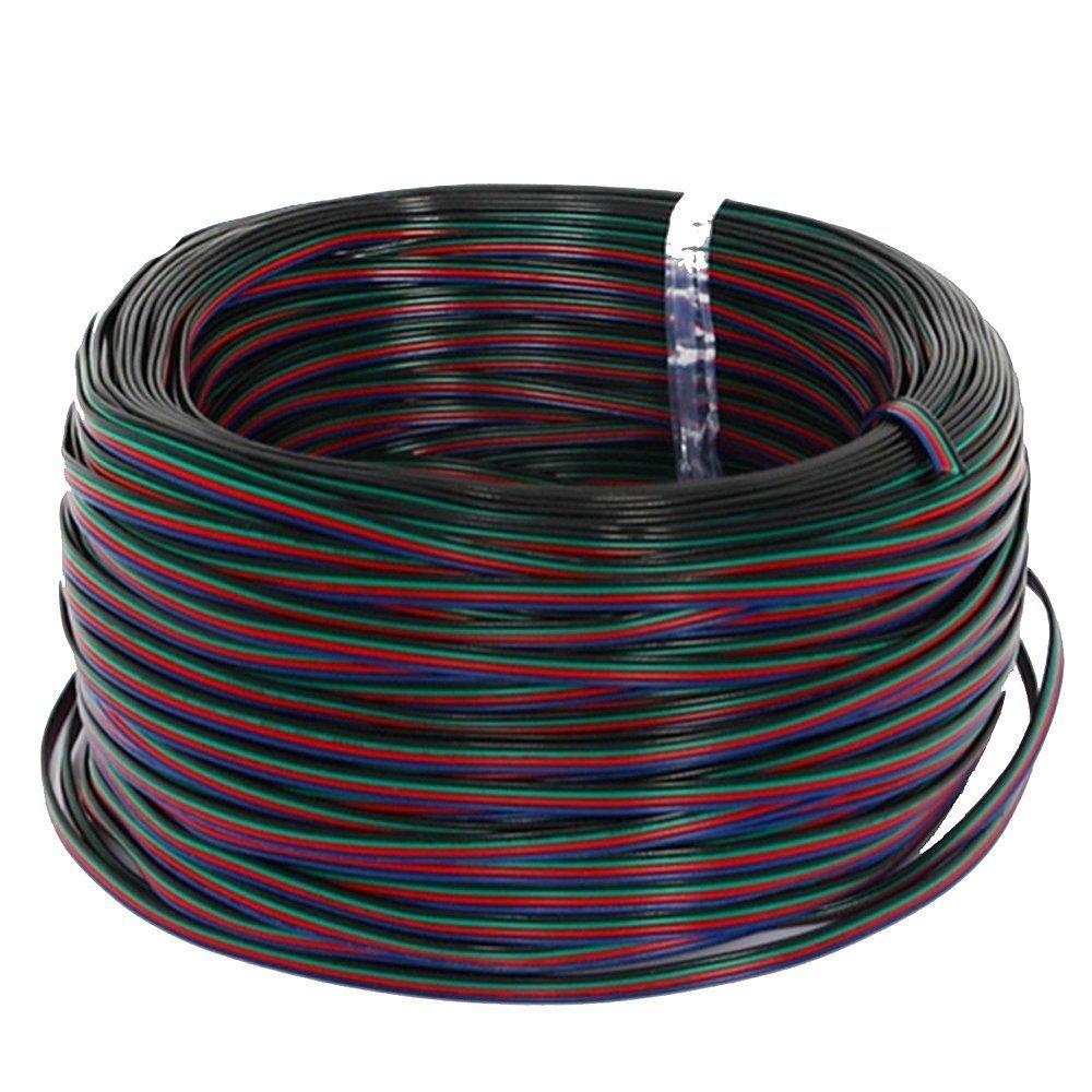 22Guage RGB LED Strip Extension Cable 4pin 4Color Stand Wire Bonded Flat Cable for SMD5050 3528 RGB Color - LEDStrips8
