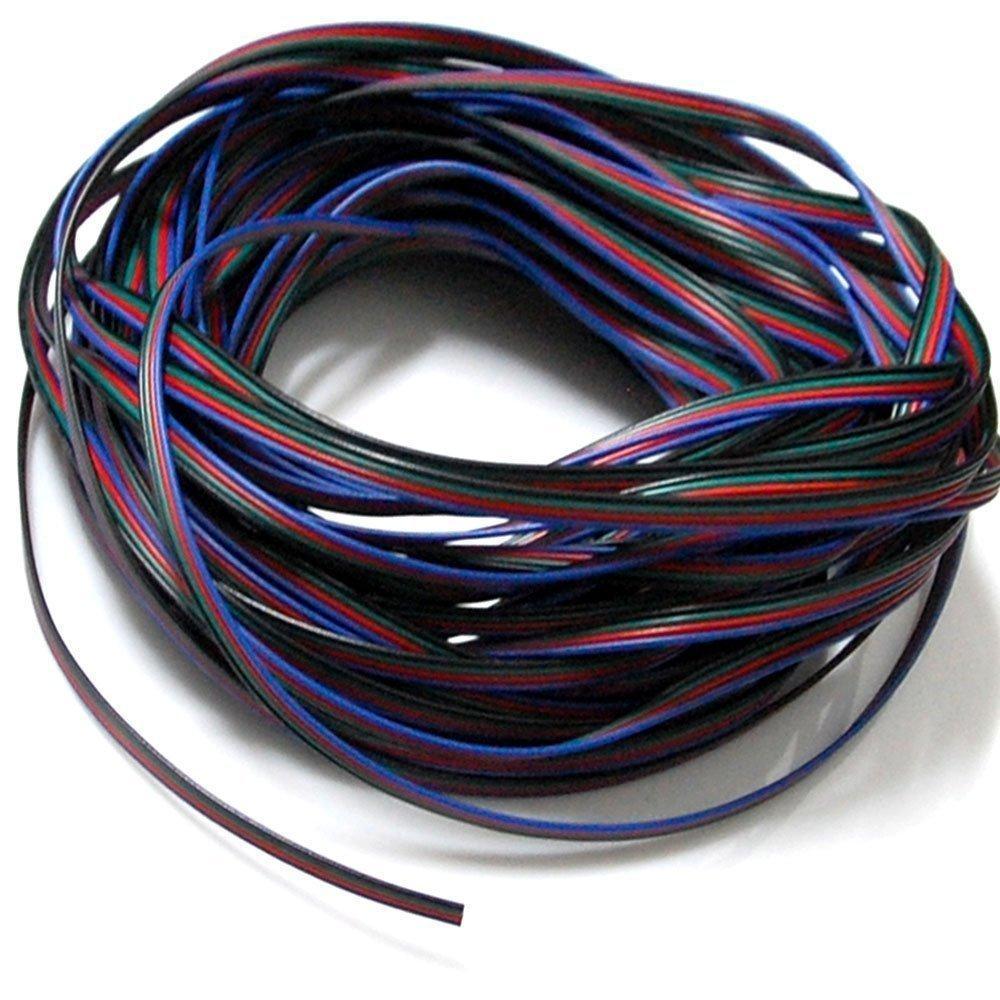 22Guage RGB LED Strip Extension Cable 4pin 4Color Stand Wire Bonded Flat Cable for SMD5050 3528 RGB Color - LEDStrips8