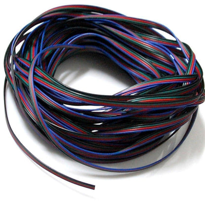 22Guage RGB LED Strip Extension Cable 4pin 4Color Stand Wire Bonded Flat Cable for SMD5050 3528 RGB Color - LEDStrips8