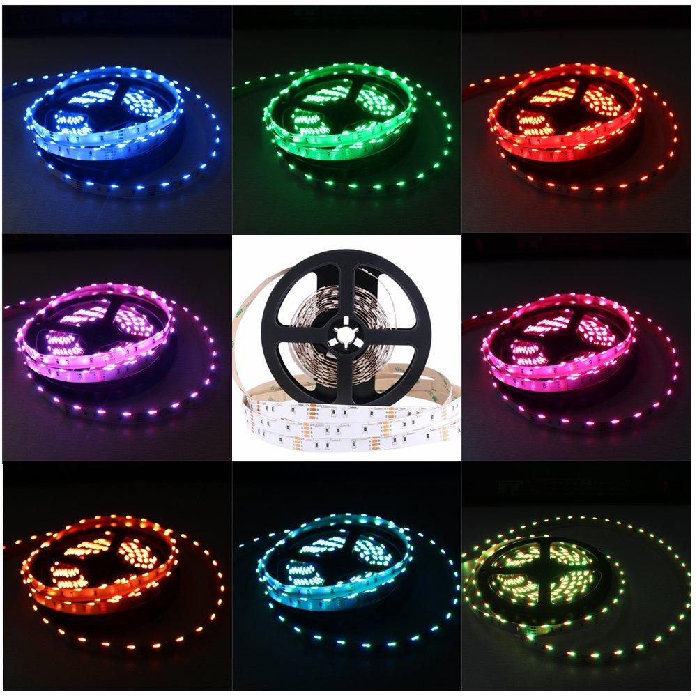 DC12V  SMD020 Side Emitting RGB Color Changing LED Strip Lights 60LEDs Per Meter 10mm White PCB Flexible Adhesive Tape - LEDStrips8
