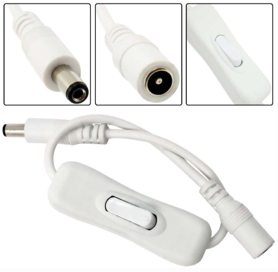 5 Pack of Male to Female DC Power Inline Cable with On Off Switch Jack Connector 5.5x2.1mm for Led Strip Light, CCTV Camera, No Need Soldering - LEDStrips8