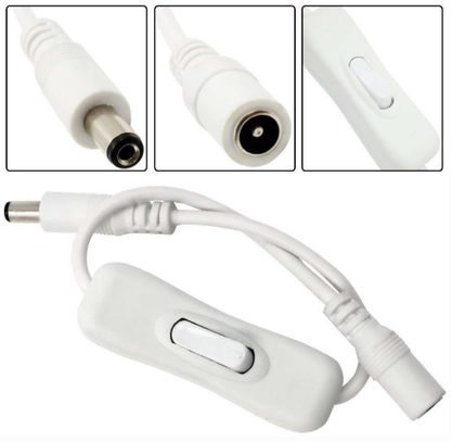5 Pack of Male to Female DC Power Inline Cable with On Off Switch Jack Connector 5.5x2.1mm for Led Strip Light, CCTV Camera, No Need Soldering - LEDStrips8