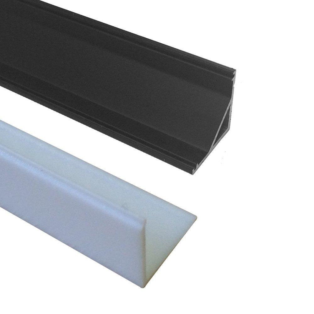 5/10/25/50 Pack Black V01 16x16mm V-Shape Vertical Angle Cover Internal Width 12mm Corner Mounting LED Aluminum Channel with End Caps and Mounting Clips Aluminum Extrusion - LEDStrips8
