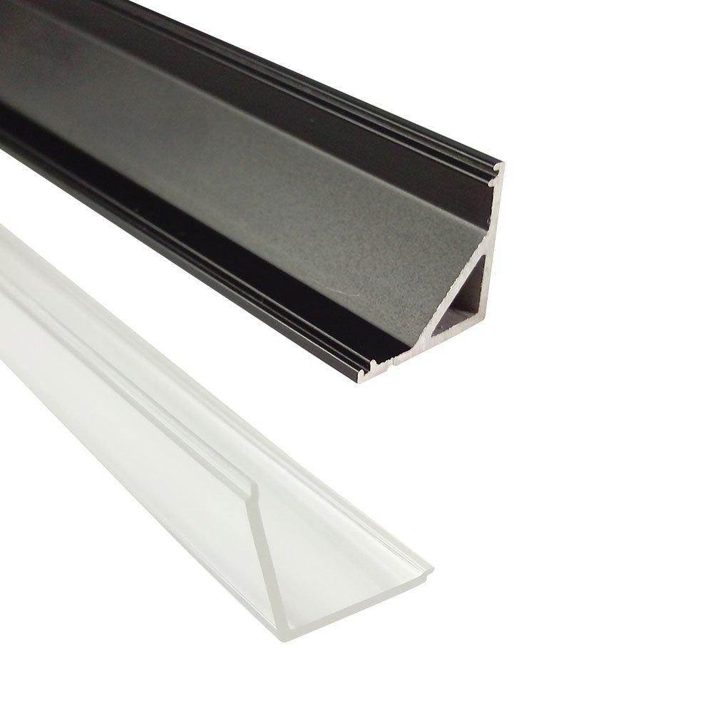 5/10/25/50 Pack Black V01 16x16mm V-Shape Vertical Angle Cover Internal Width 12mm Corner Mounting LED Aluminum Channel with End Caps and Mounting Clips Aluminum Extrusion - LEDStrips8