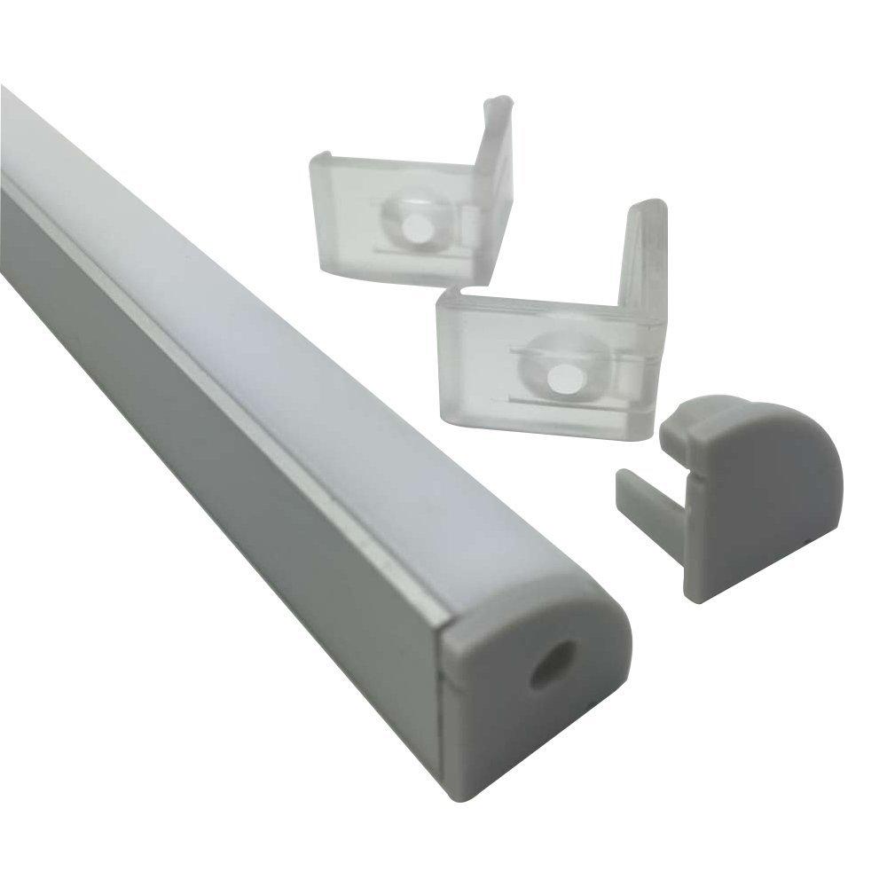5/10/25/50 Pack Silver V02 16x16mm V-Shape Curved Cover Channel Internal Width 12mm Corner Mounting LED Aluminum Channel with End Caps and Mounting Clips Aluminum Profile - LEDStrips8