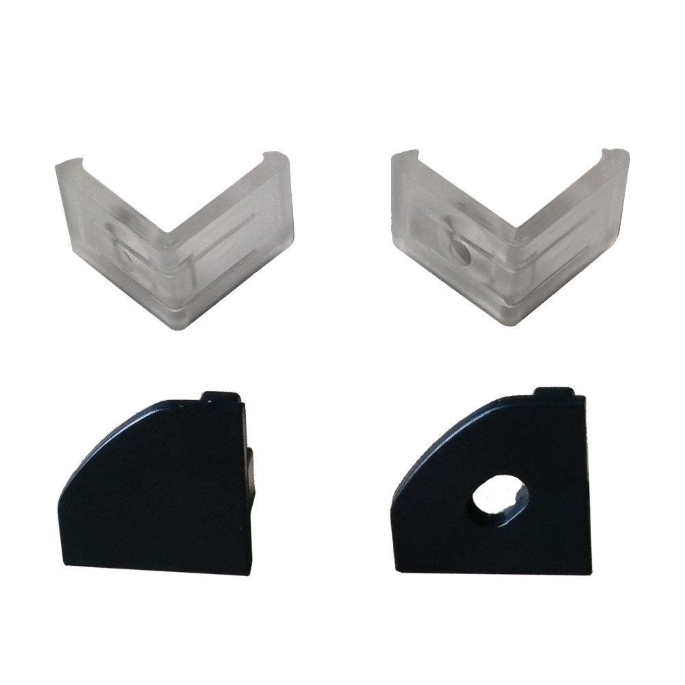 5/10/25/50 Pack Black V03 18x18mm V-Shape Internal Width 12mm Corner Mounting LED Aluminum Channel with Oyster White Cover, End Caps and Mounting Clips for Flex/Hard LED Strip Light - LEDStrips8