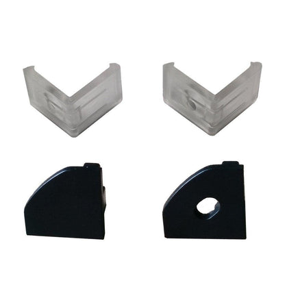 5/10/25/50 Pack Black V03 18x18mm V-Shape Internal Width 12mm Corner Mounting LED Aluminum Channel with Oyster White Cover, End Caps and Mounting Clips for Flex/Hard LED Strip Light - LEDStrips8