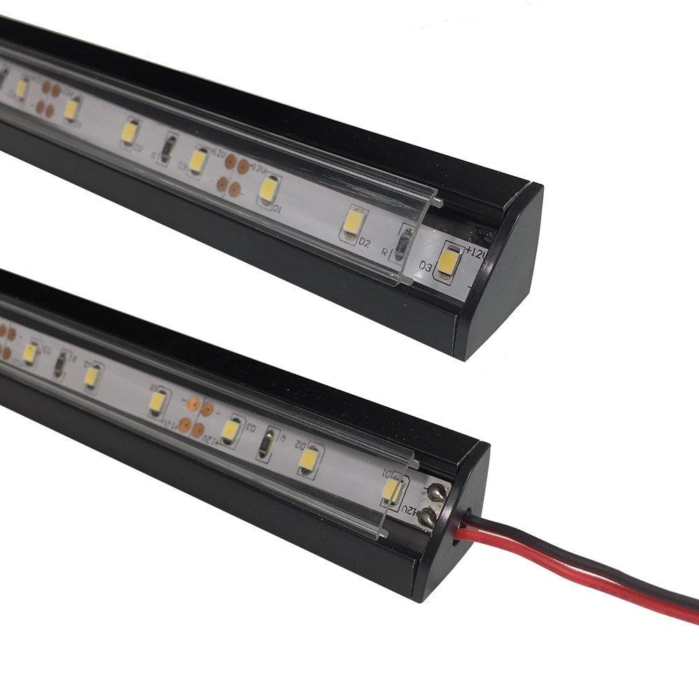 5/10/25/50 Pack Black V03 18x18mm V-Shape Internal Width 12mm Corner Mounting LED Aluminum Channel with Oyster White Cover, End Caps and Mounting Clips for Flex/Hard LED Strip Light - LEDStrips8