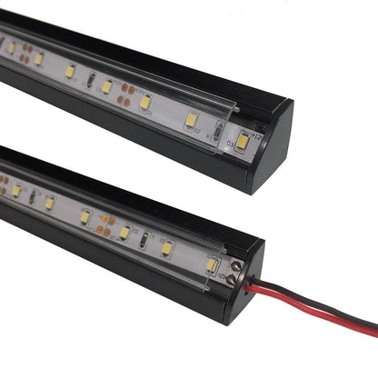 5/10/25/50 Pack Black V03 18x18mm V-Shape Internal Width 12mm Corner Mounting LED Aluminum Channel with Oyster White Cover, End Caps and Mounting Clips for Flex/Hard LED Strip Light - LEDStrips8