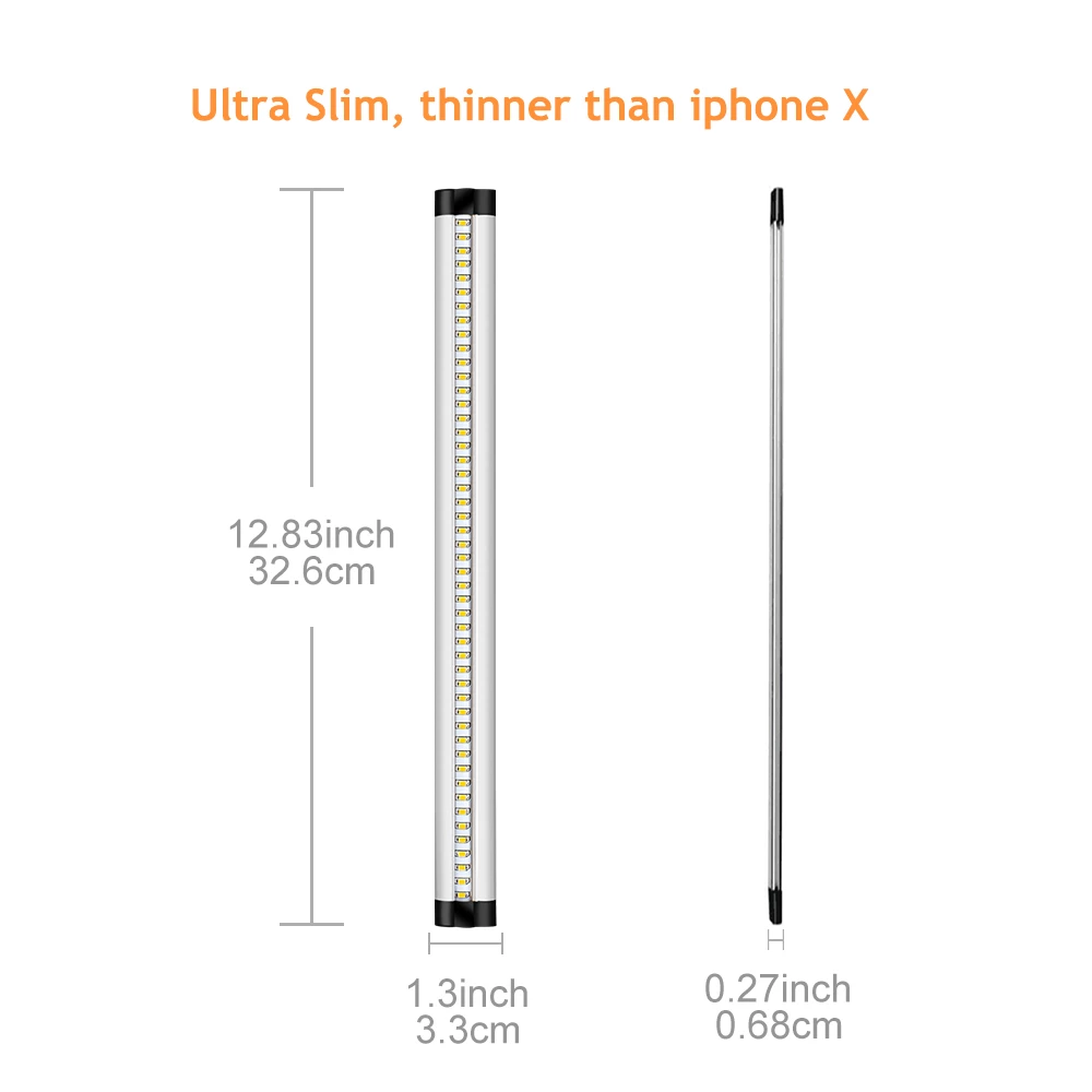 Ultra Thin LED Under Cabinet Lighting, Dimmable Under Counter Lighting, 10W 600LM CRI90, Daylight White 5000K, All Accessories Included, 2 Pack - LEDStrips8