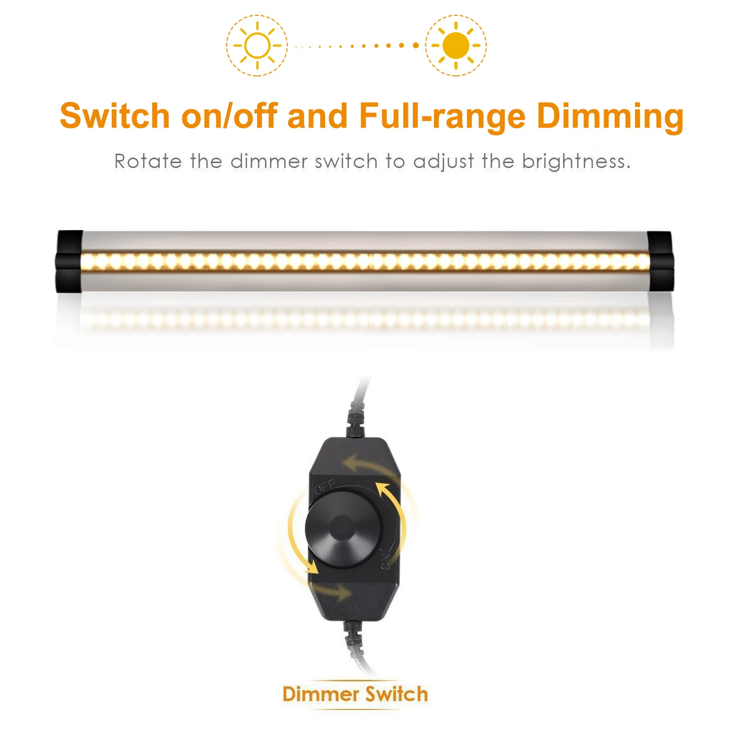 Ultra Thin LED Under Cabinet Lighting, Dimmable Under Counter Lighting, 10W 600LM CRI90, Daylight White 5000K, All Accessories Included, 2 Pack - LEDStrips8