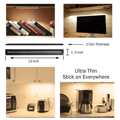 Ultra Thin LED Under Cabinet/Counter Kitchen Lighting Plug-in, Dimmable 2 Coin Thickness LED Light with 42 LEDs, Easy Installation Warm White 12V/2A 5W/450LM CRI90, 3 Pack, All in One Kit - LEDStrips8