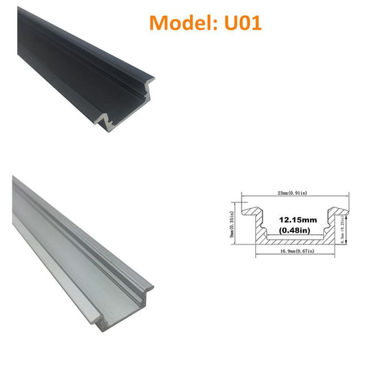 Seperate Aluminum Housing Only for U-Shape and V-Shape LED Aluminum Profile, Fit for U01, U02, U03, U04, U05, U06, V01, V02, V03 - LEDStrips8