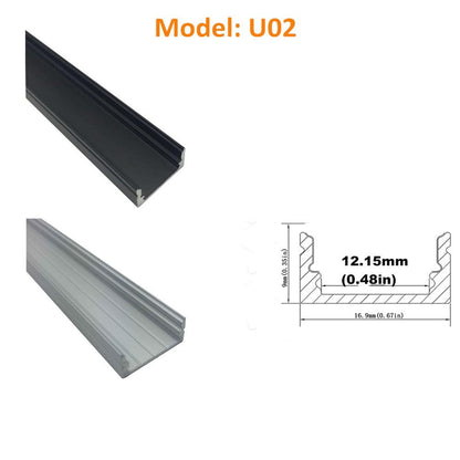 Seperate Aluminum Housing Only for U-Shape and V-Shape LED Aluminum Profile, Fit for U01, U02, U03, U04, U05, U06, V01, V02, V03 - LEDStrips8