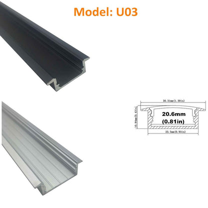 Seperate Aluminum Housing Only for U-Shape and V-Shape LED Aluminum Profile, Fit for U01, U02, U03, U04, U05, U06, V01, V02, V03 - LEDStrips8