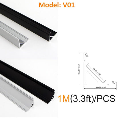 Seperate Aluminum Housing Only for U-Shape and V-Shape LED Aluminum Profile, Fit for U01, U02, U03, U04, U05, U06, V01, V02, V03 - LEDStrips8