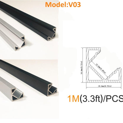 Seperate Aluminum Housing Only for U-Shape and V-Shape LED Aluminum Profile, Fit for U01, U02, U03, U04, U05, U06, V01, V02, V03 - LEDStrips8